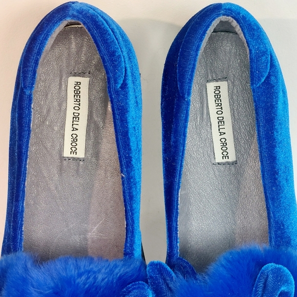 Roberto Della Croce blue velour fur-trimmed bunny-ear sneakers, EU40, NWT - Picture 8 of 12